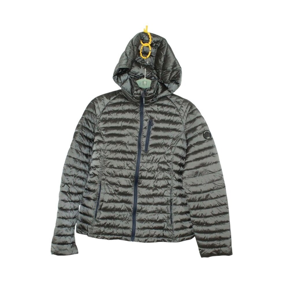 Nautica Puffer Jacket With Removable Hood Outdoor Casual Gray Size M